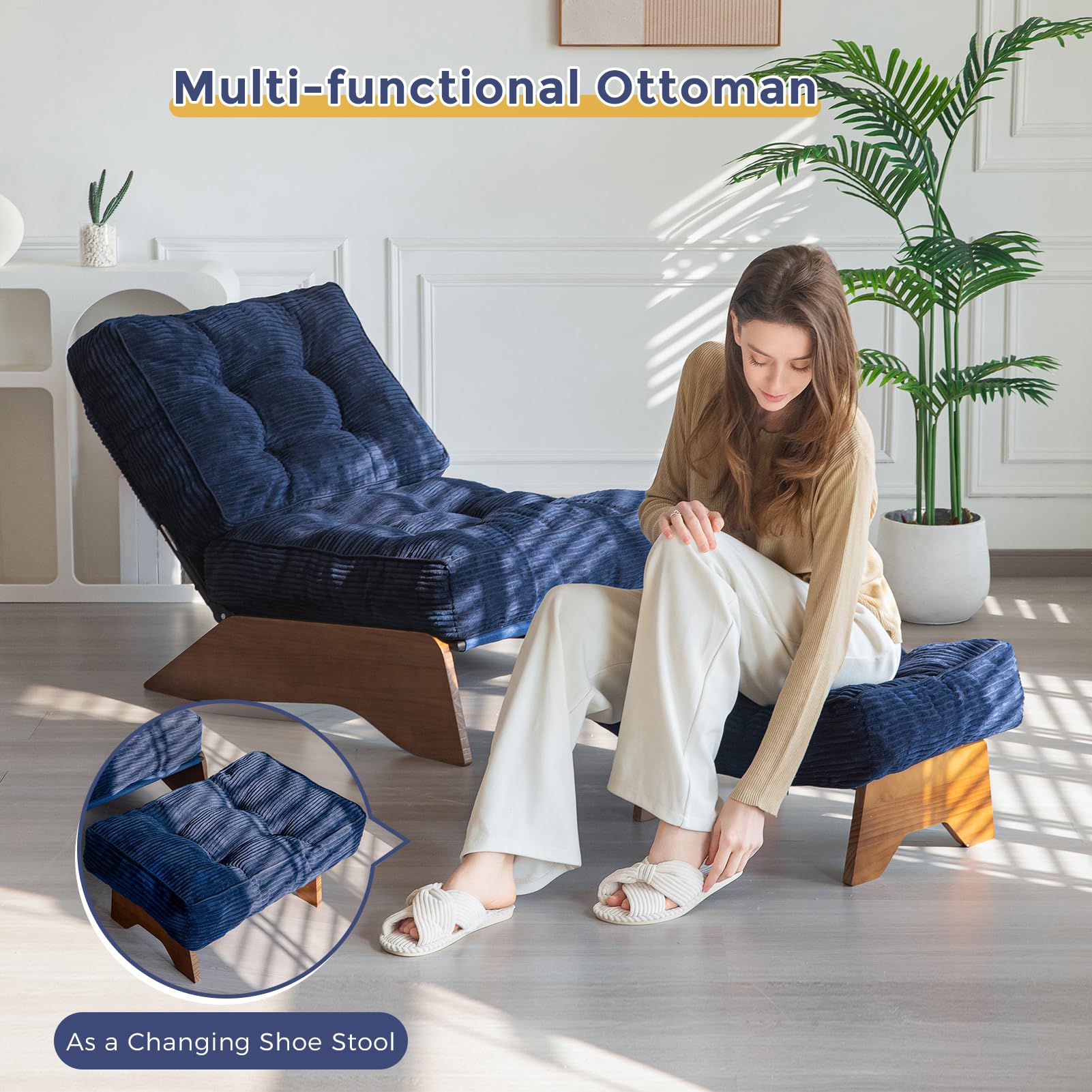 Adjustable Backrest Accent Chair with Ottoman