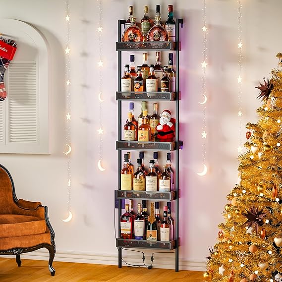 5-Tier Wall Mounted Wine Rack - 50 Bottles