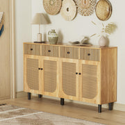 63 Inch Rattan Sideboard Buffet Cabinet with 4 Drawers