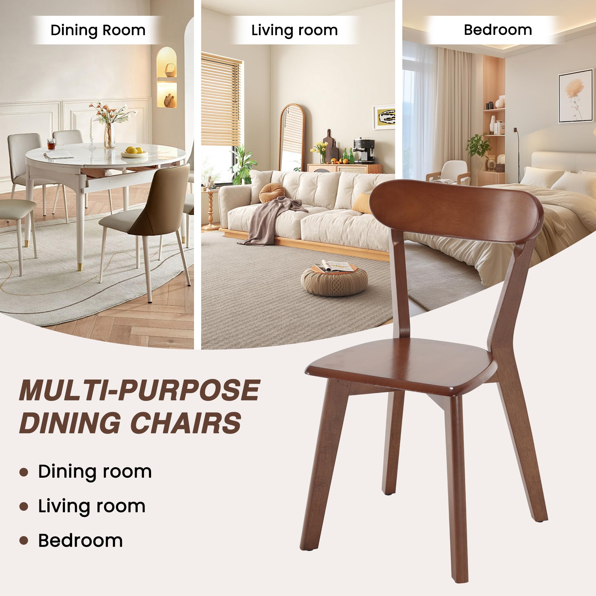 Farmhouse Solid Wood Dining Chairs Set of 4