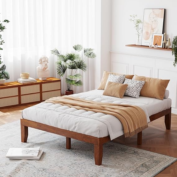 King Solid Wood Platform Bed Frame