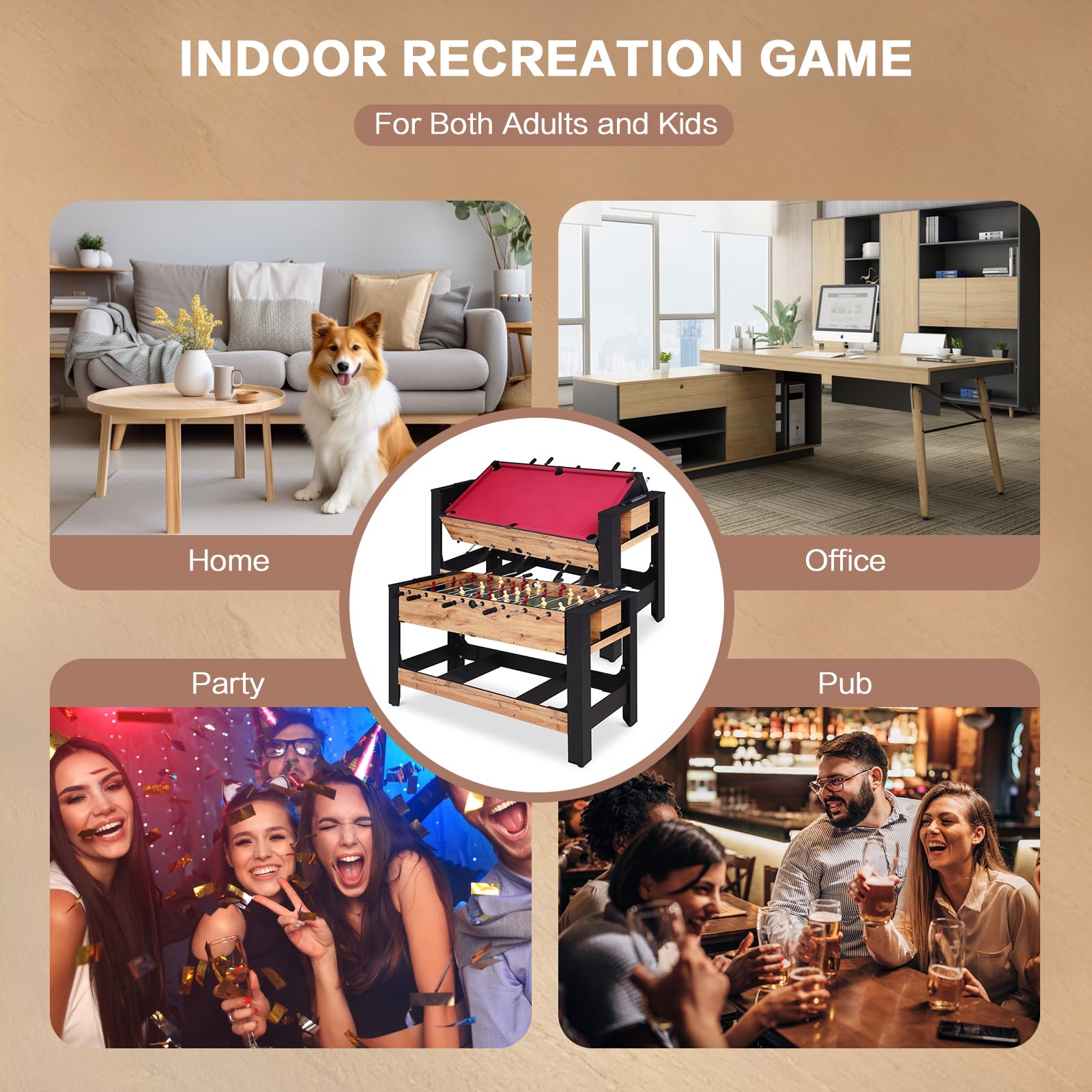 54" 2-in-1 Multi Game Table - Billiards & Foosball Combo