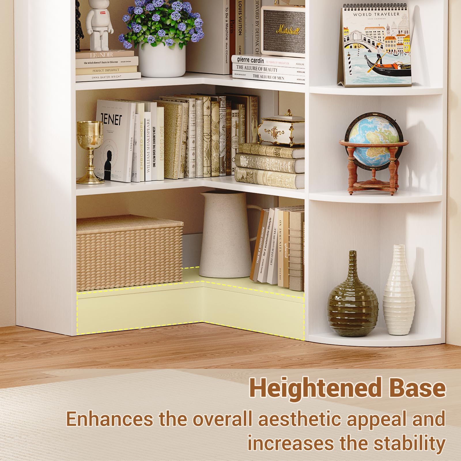 7-Tier Corner Bookshelf with Baffle