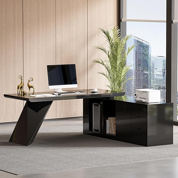 L-Shape Executive Desk with Storage