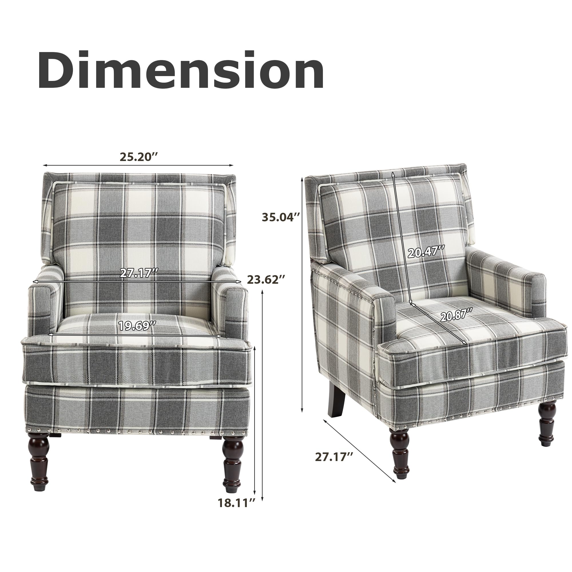 Mid-Century Modern Plaid Accent Chair