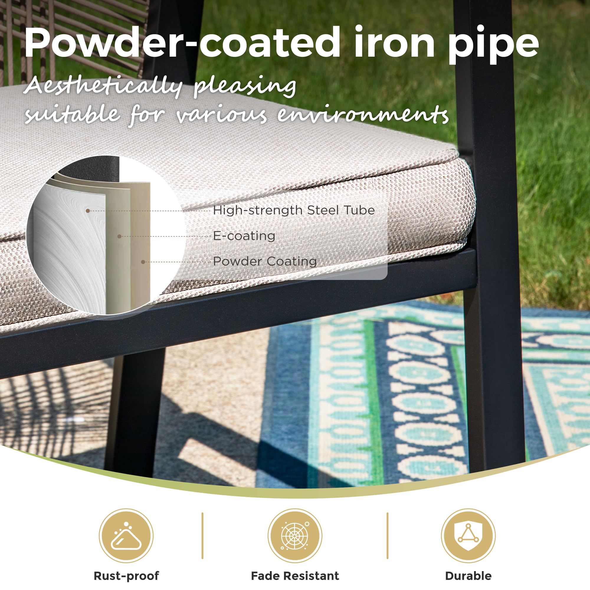 5-Piece Round Outdoor Dining Set with Wicker Chairs and 42" Table