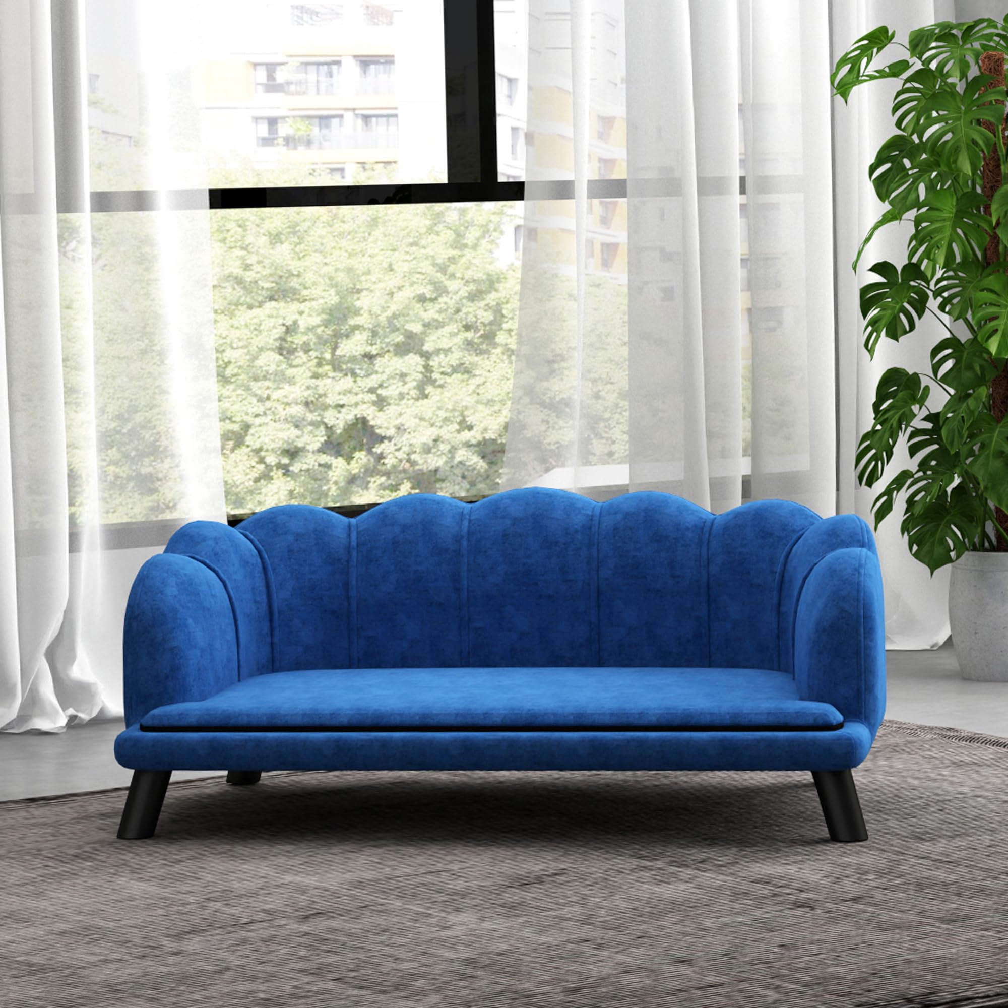 Velvet Large Dog Couch with Foam Cushion