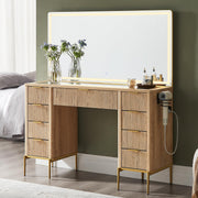 48 Inch Fluted Makeup Vanity Desk with Mirror and HD Lights