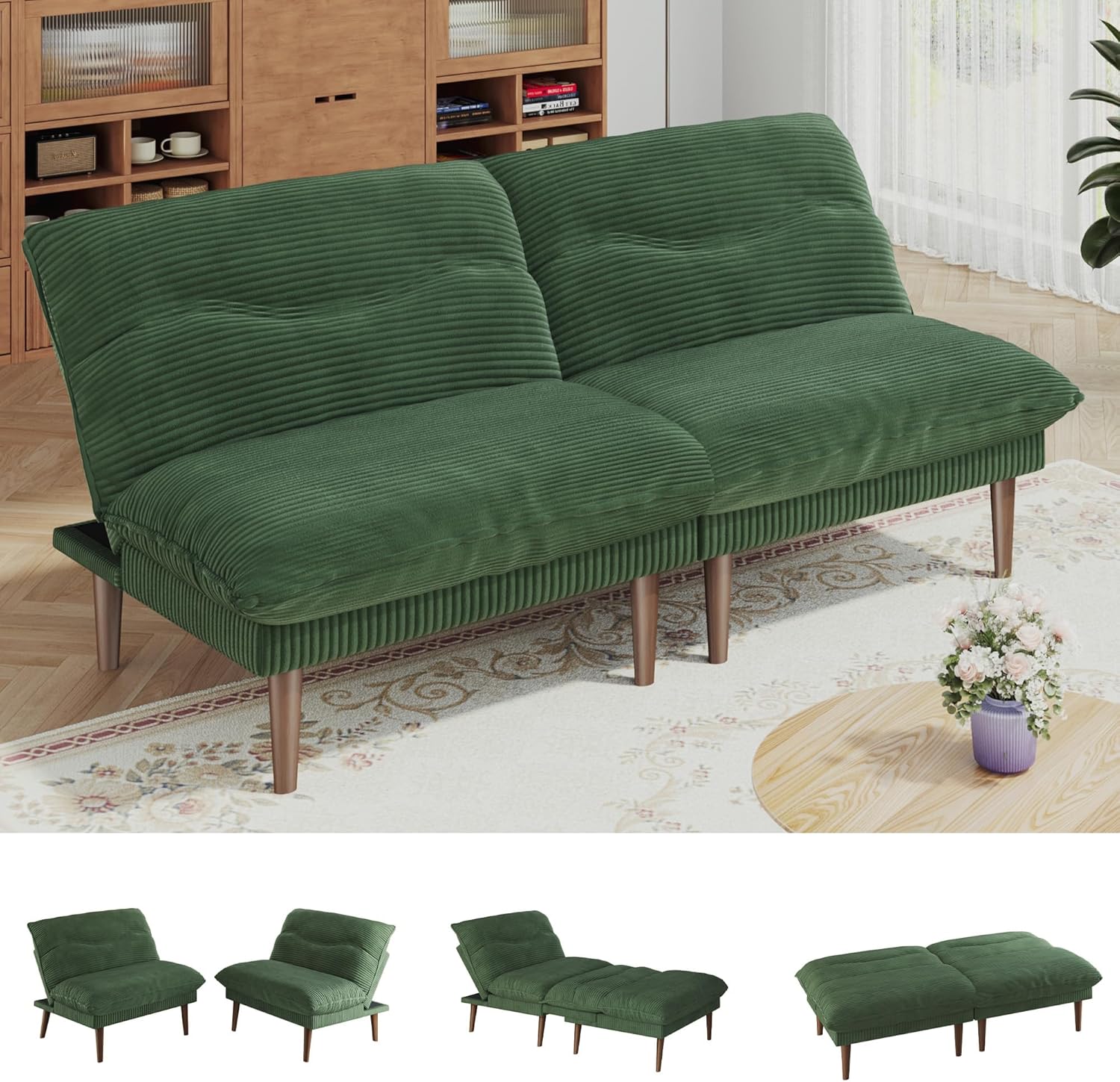 75-Inch Convertible Futon Sofa Bed with Adjustable Backrest