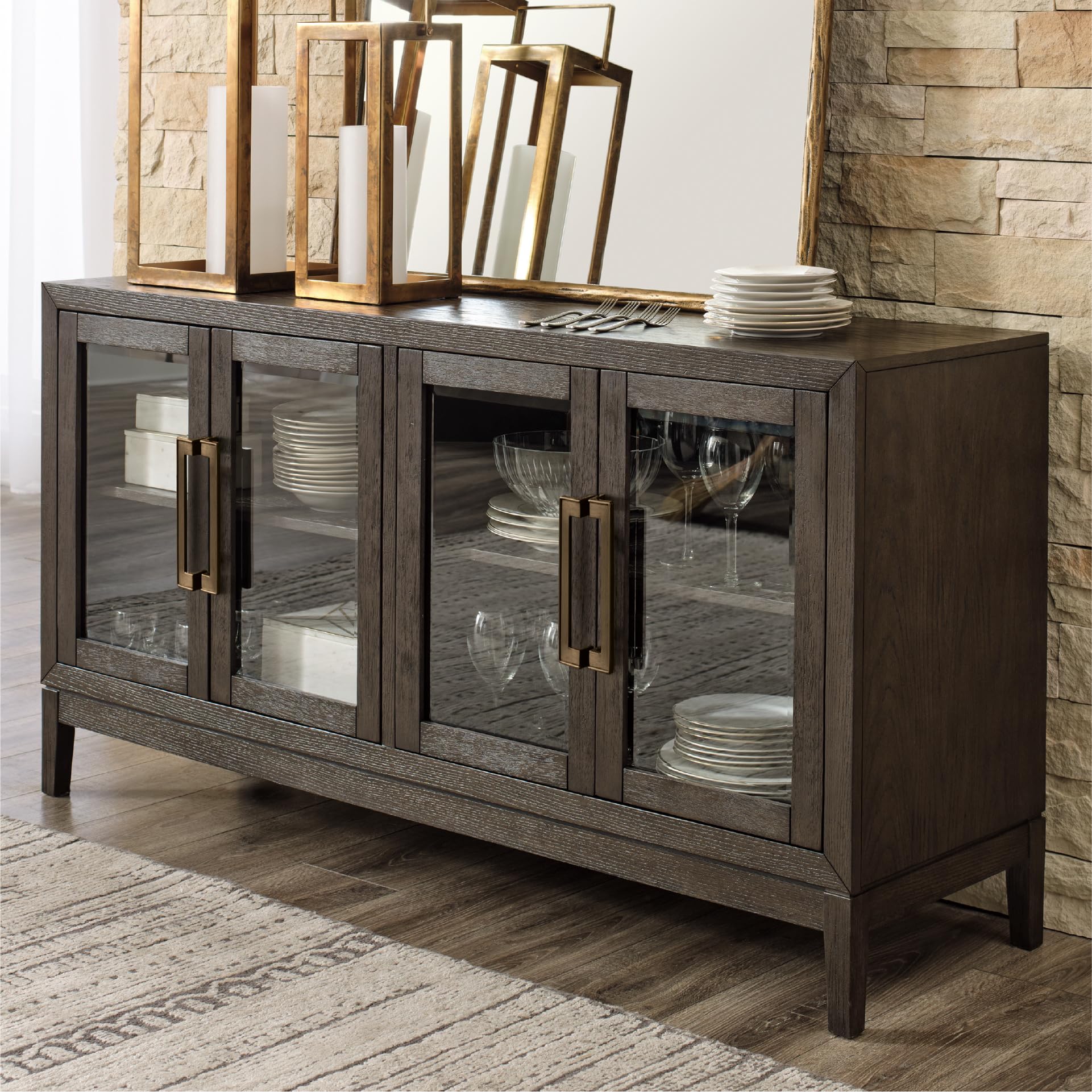 Burkhaus Dining Server with Glass Front Cabinets