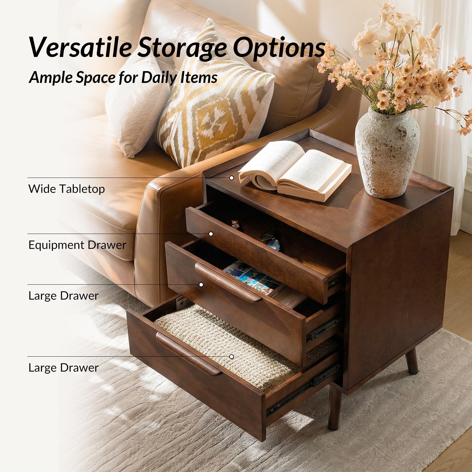 2 Drawer End Table with Charging Station