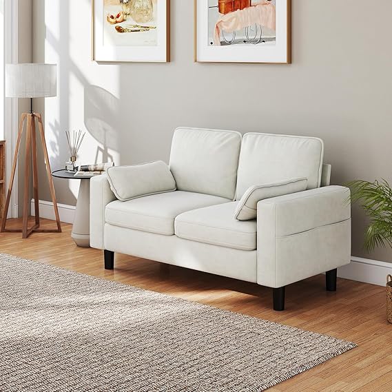 Modern Yellow Loveseat Sofa with Removable Cover