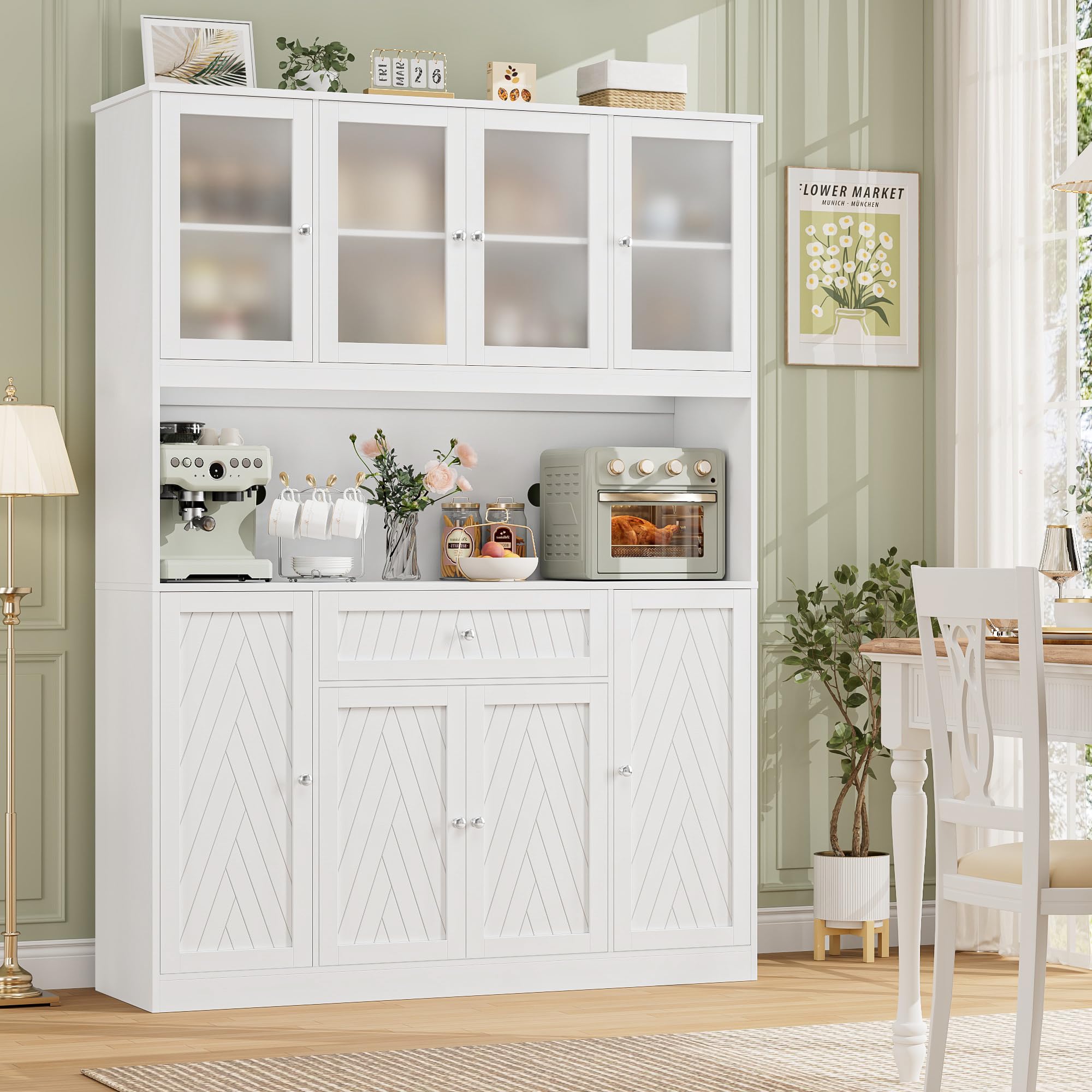 Large Kitchen Pantry Cabinet with Doors and Drawer