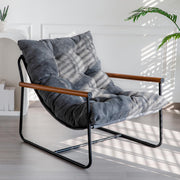 Modern Accent Chair with Wooden Armrests