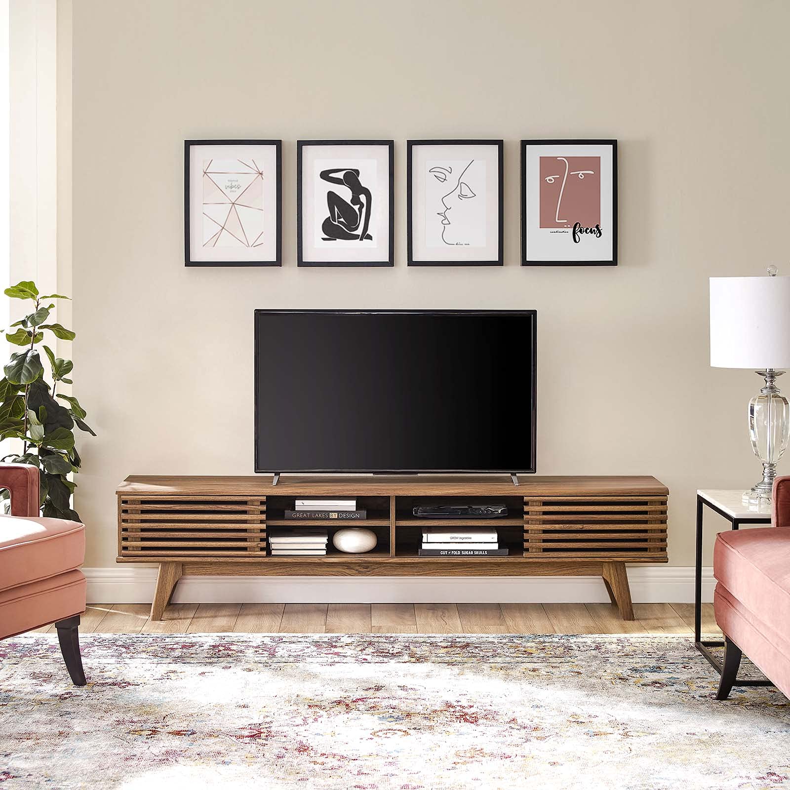 70" Mid-Century Media Console TV Stand