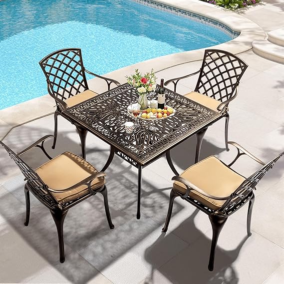 5 Piece Cast Aluminum Patio Dining Set