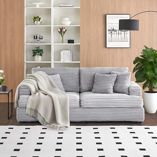 Pink Corduroy Sleeper Sofa 3-Seater with Deep Seat