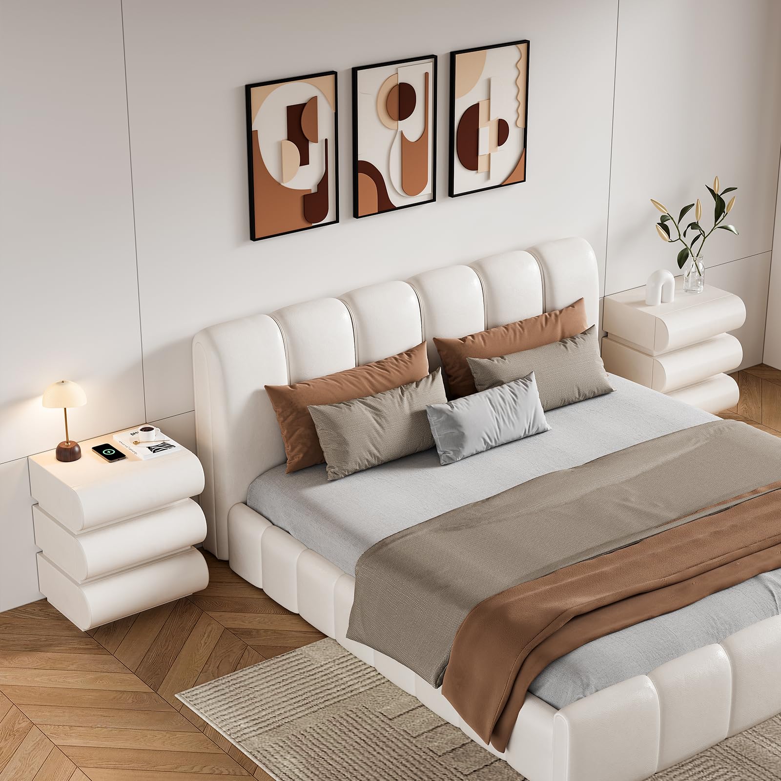 Smart Nightstand with Wireless Charging and 3 Drawers