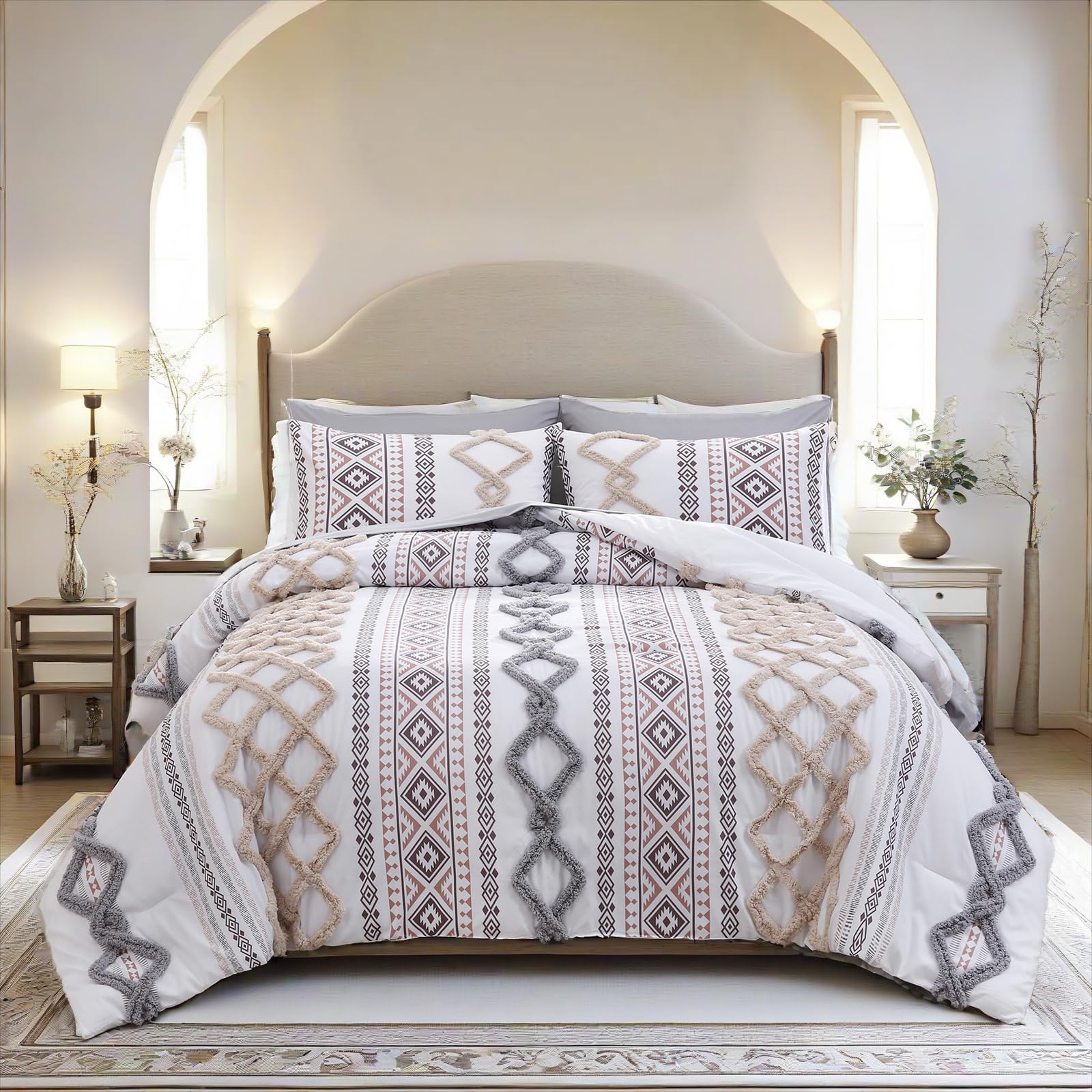 King Size Geometric Tufted Comforter Set