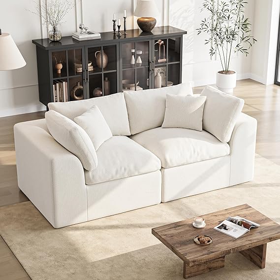 108 Inch L-Shaped Sectional Sofa with Ottoman