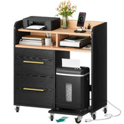 File Cabinet with Charging Station and Printer Stand