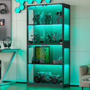 4-Tier Glass Display Cabinet with LED Lights