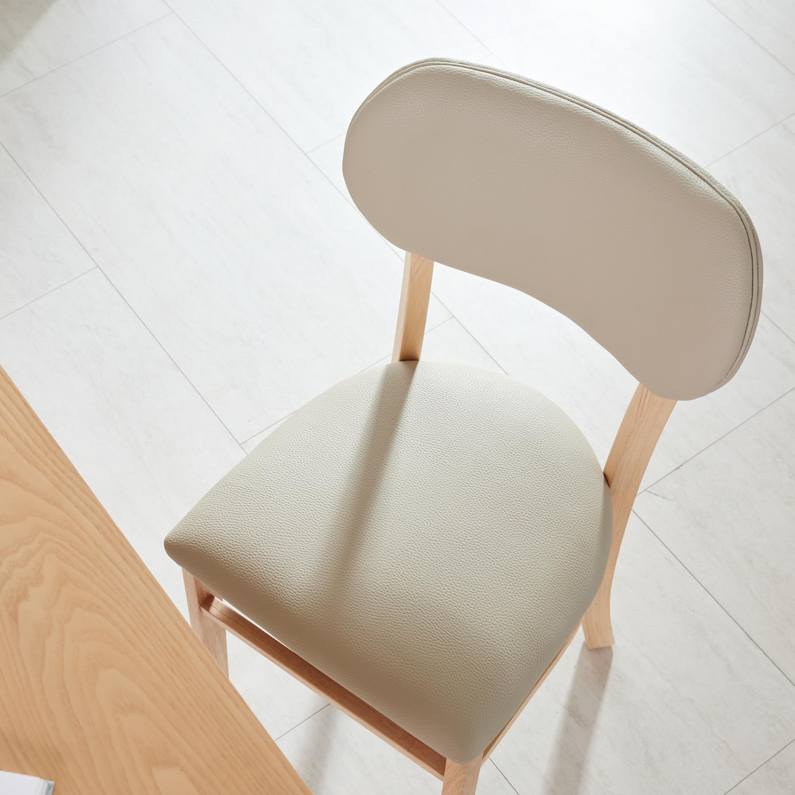 Tony Dining Chair Set of 2 - Solid Oak PU Leather Upholstered