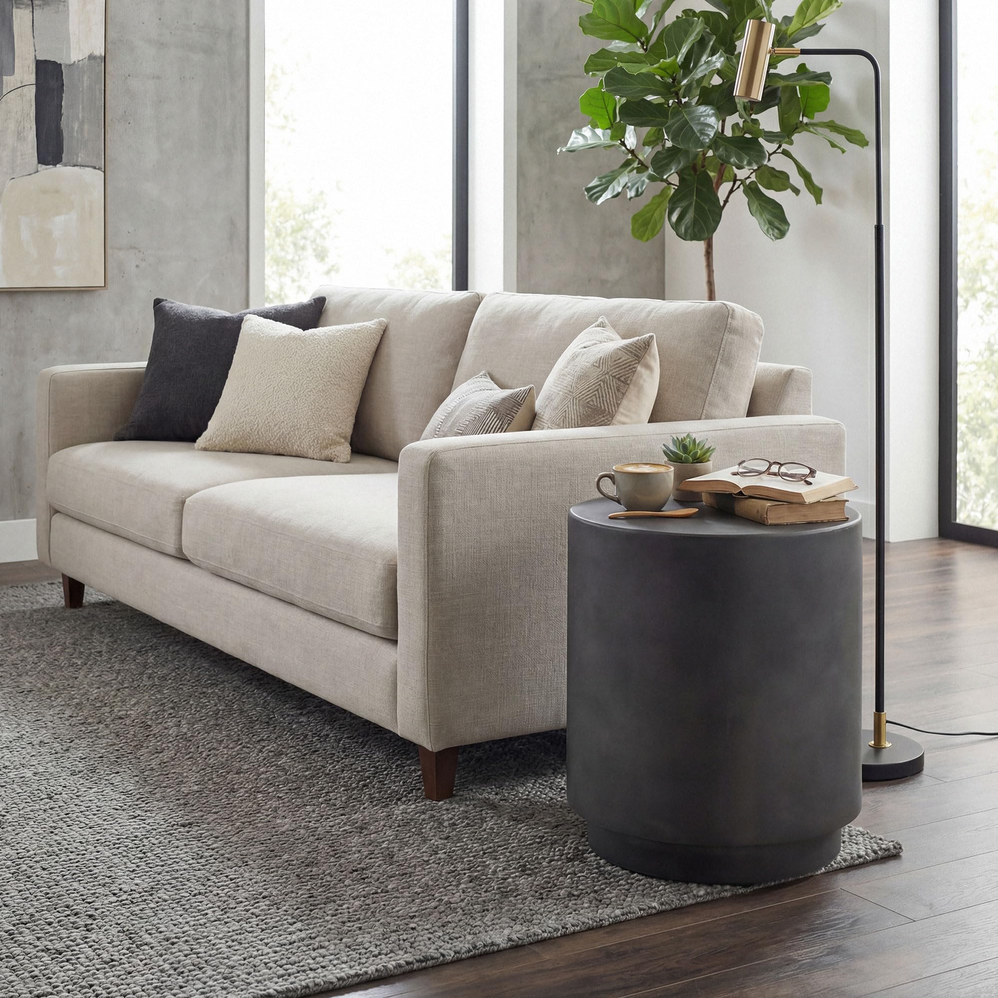 Round Side Table with Concrete Finish