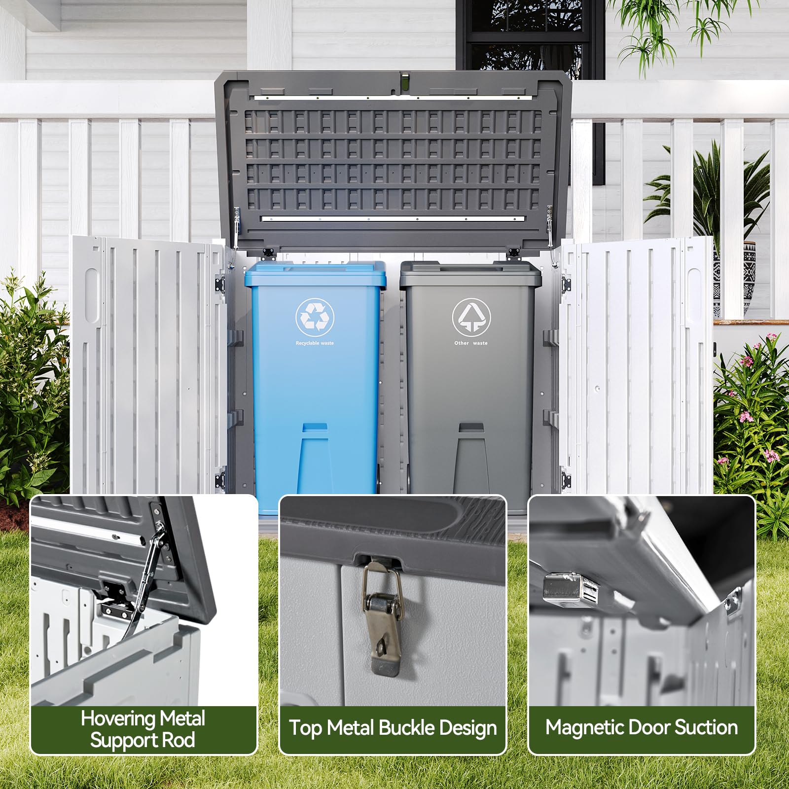 White Outdoor Storage Cabinet with 2 Shelves
