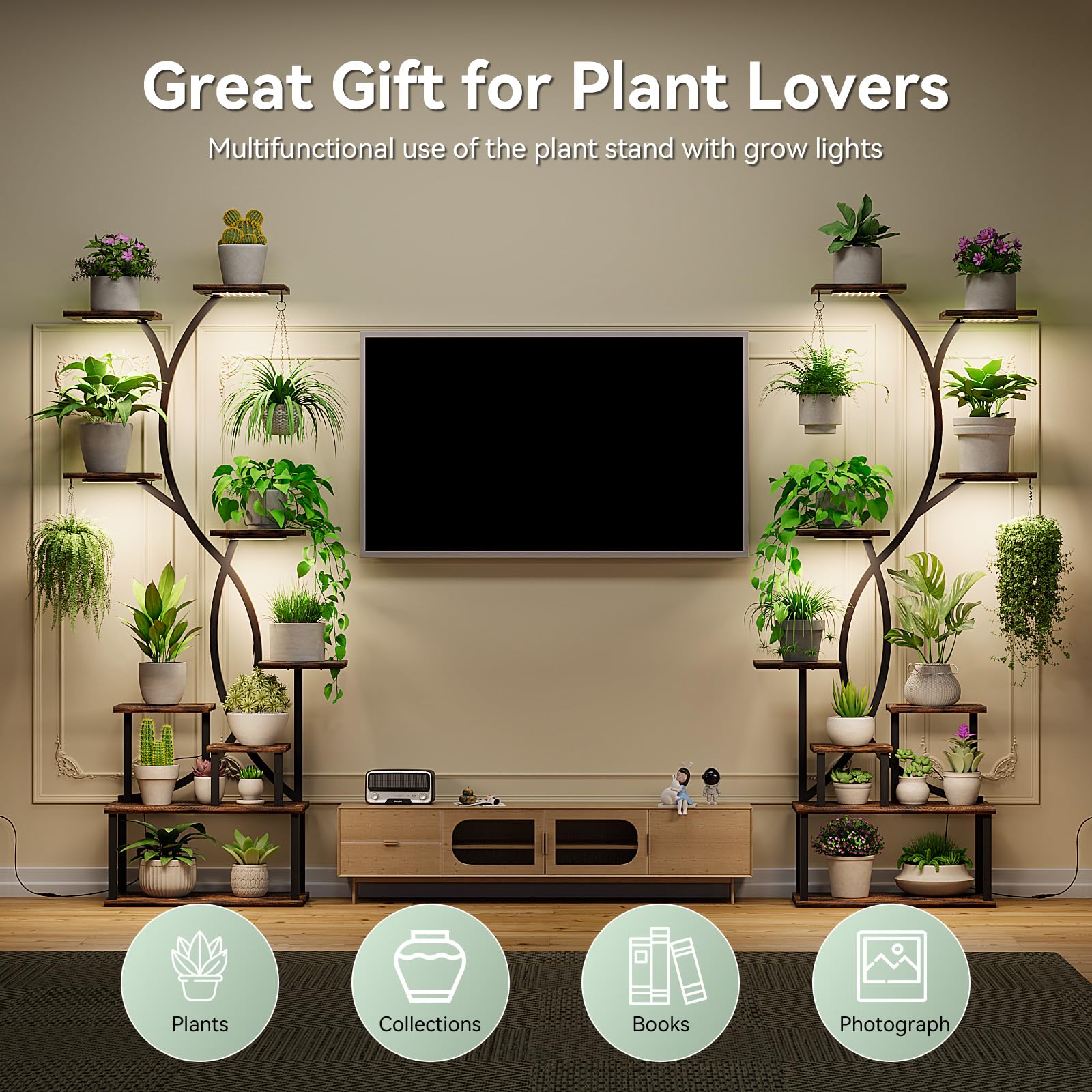 9-Tier Plant Stand with Grow Lights 62 Inch