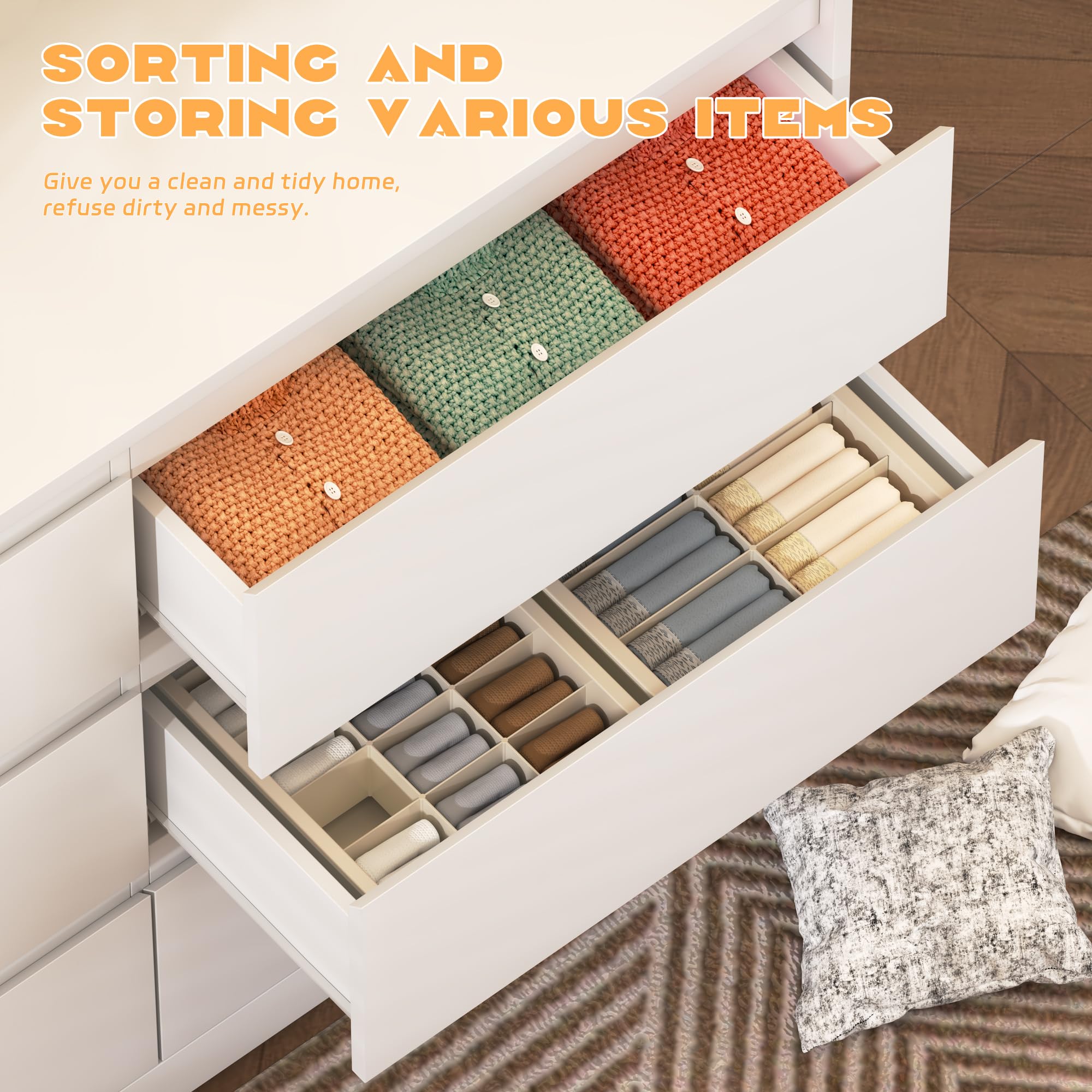 Modern 6 Drawer Dresser with Deep Storage