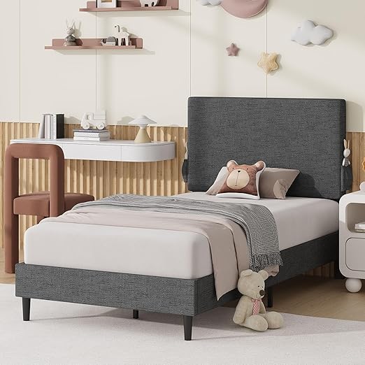 Twin Upholstered Platform Bed with Headboard