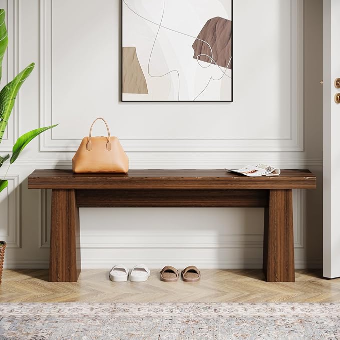 47-Inch Wooden Entryway Bench with Sturdy Frame