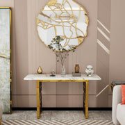 55" White Gold Console Table - Modern Rectangle Entryway Sofa Table