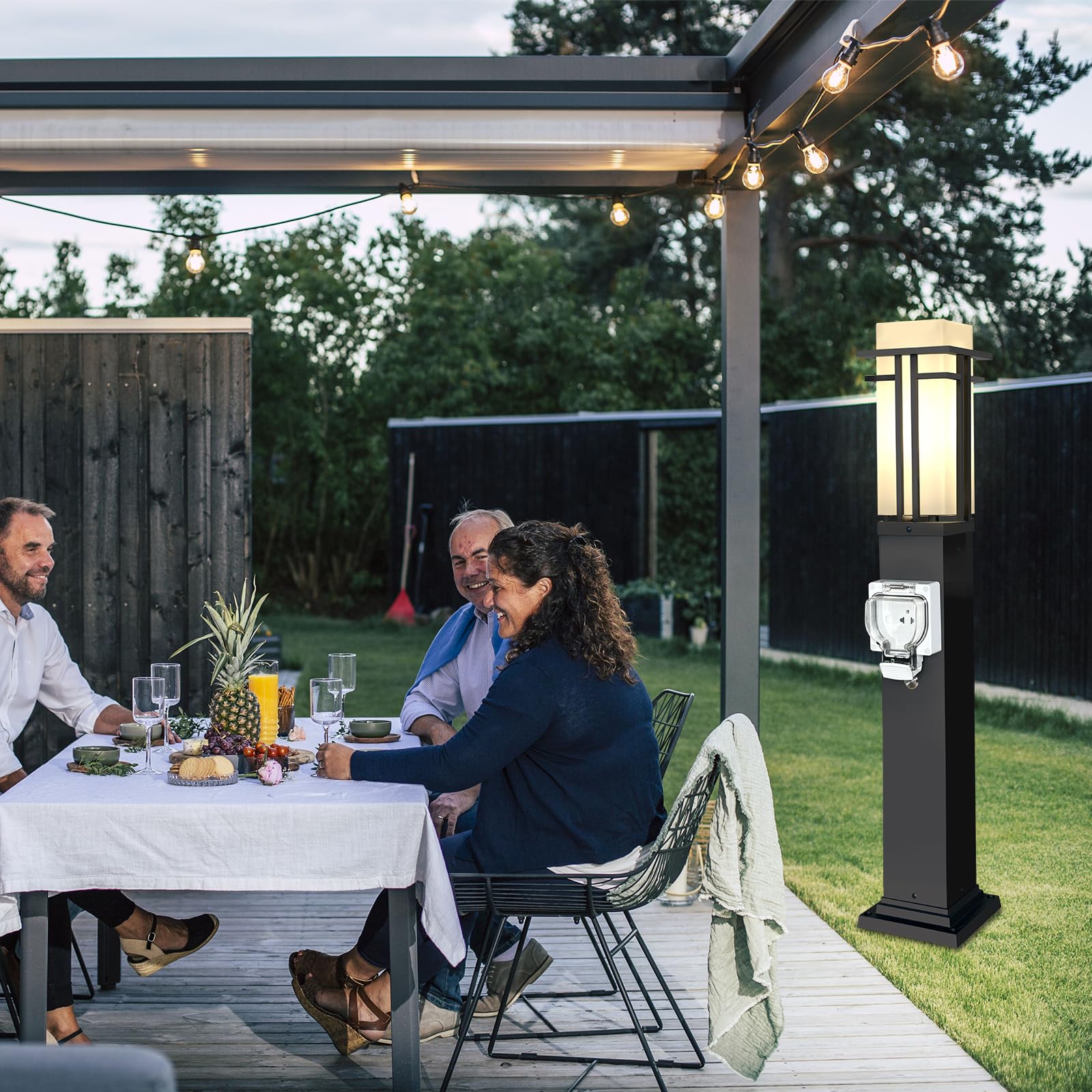 Outdoor Lamp Post with Outlet 40" Waterproof