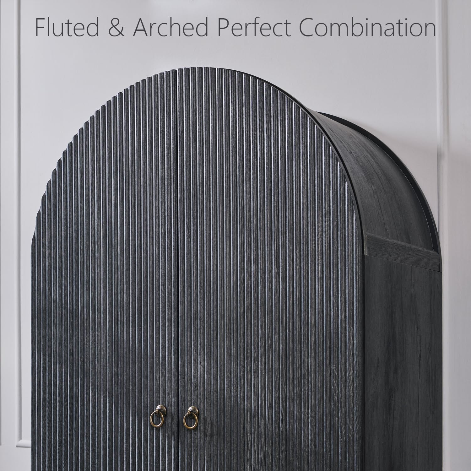 Arched Fluted Pantry Cabinet with Adjustable Shelves