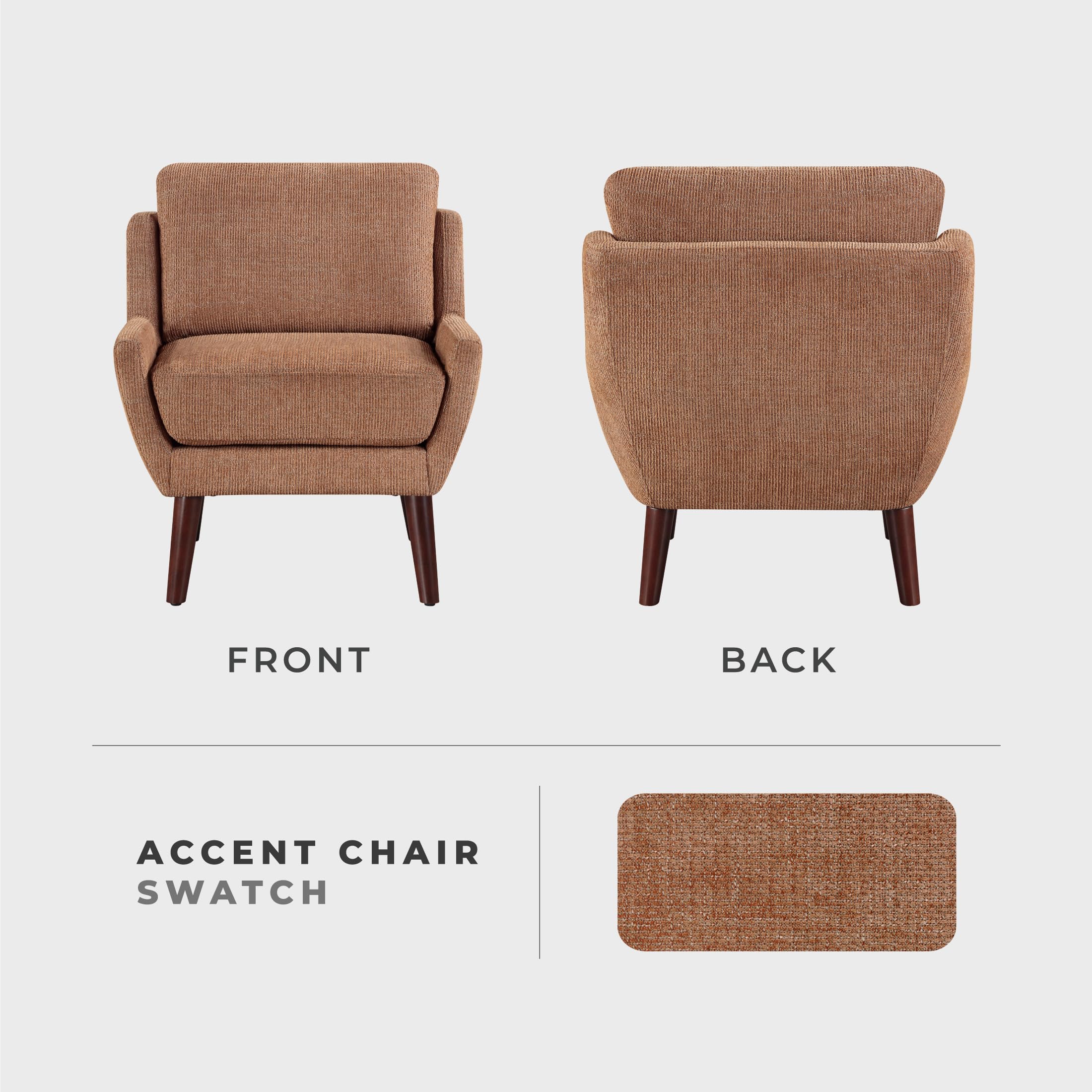Orange Chenille Wingback Accent Chair