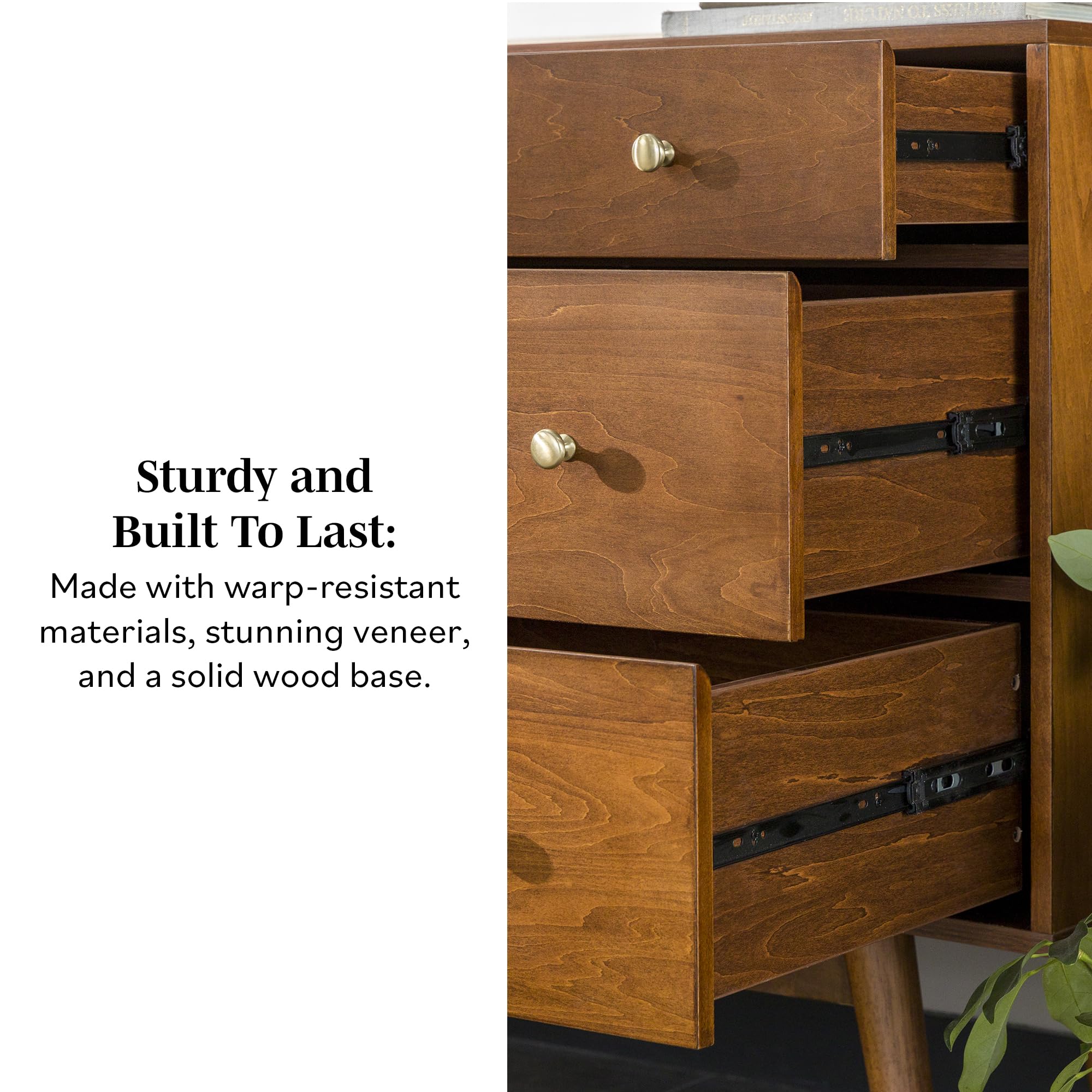 70 Inch Mid-Century Modern Sideboard with Drawers and Doors