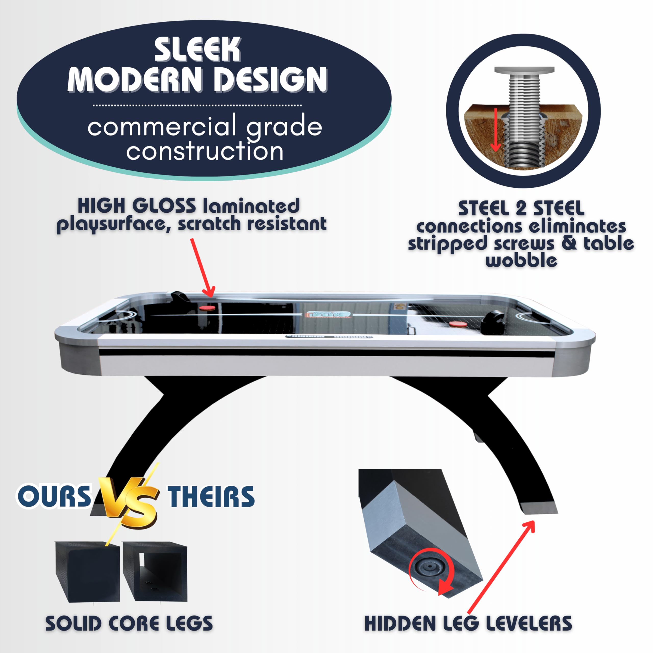 7ft Air Hockey Table with LED Lights