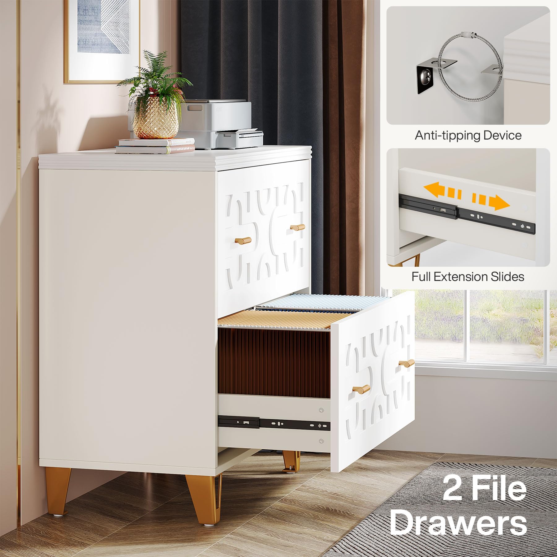 2-Drawer Lateral File Cabinet with Printer Stand