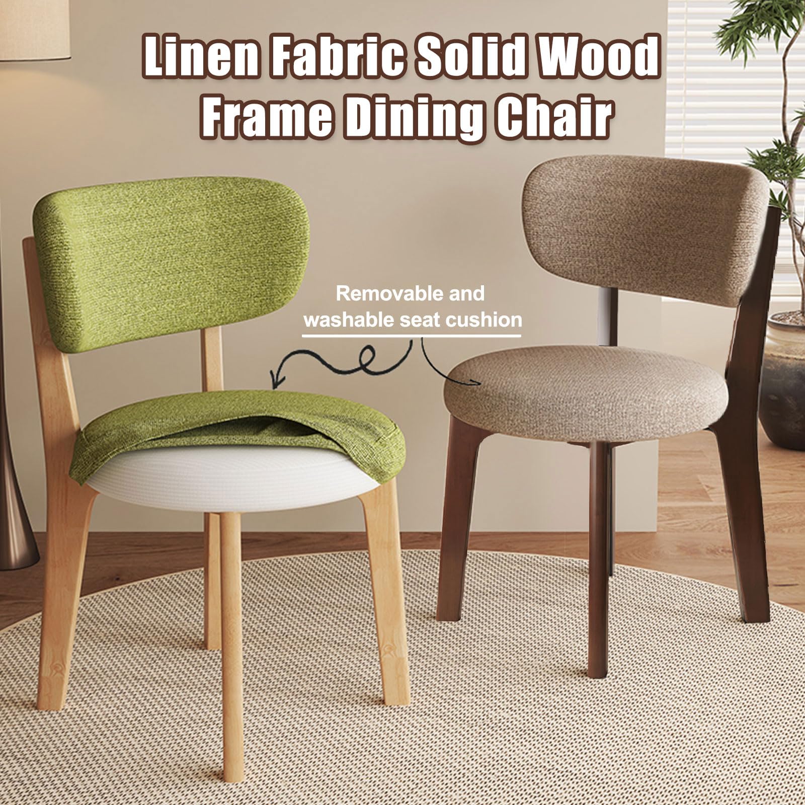 Mid Century Modern Fabric Dining Chairs Set of 2/4