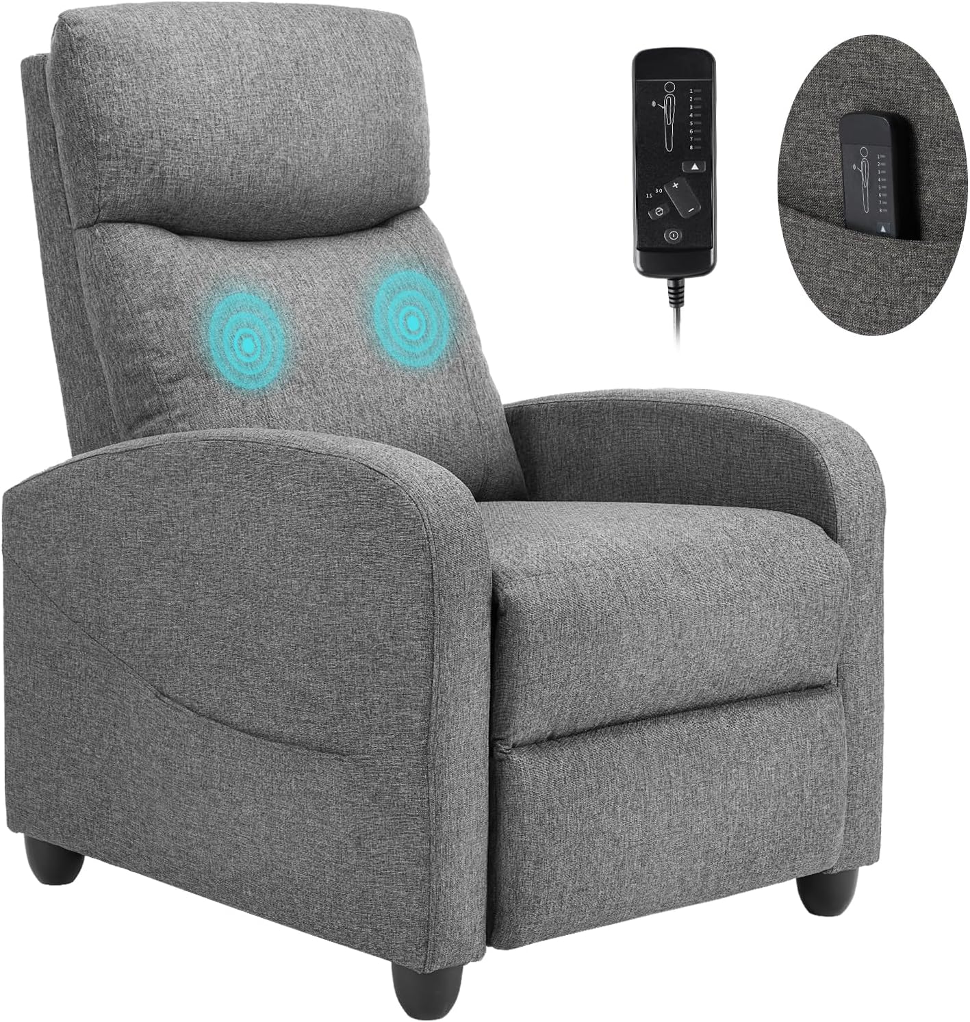 Recliner Chair with Lumbar Support and Adjustable Backrest