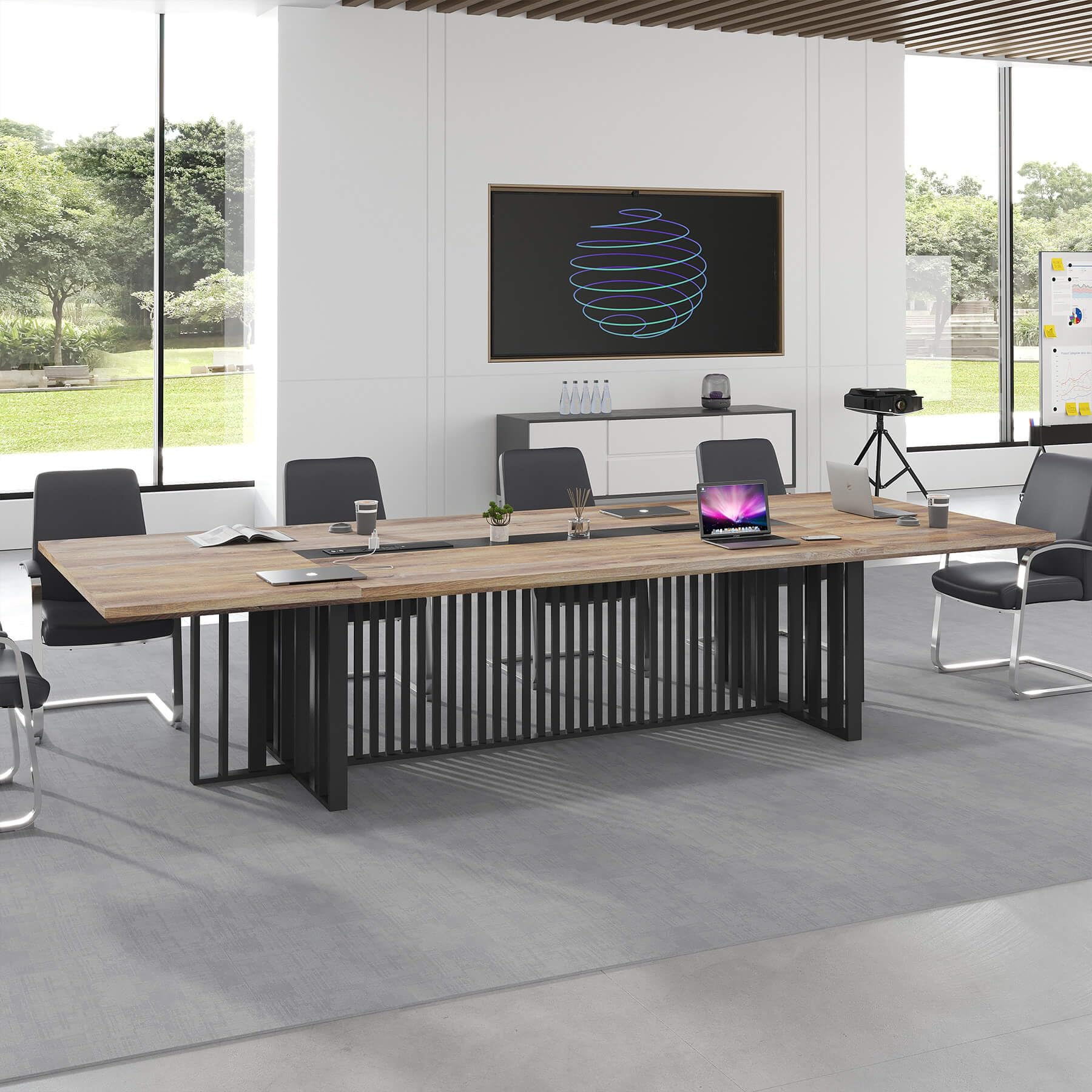 Large Conference Table with Cable Management