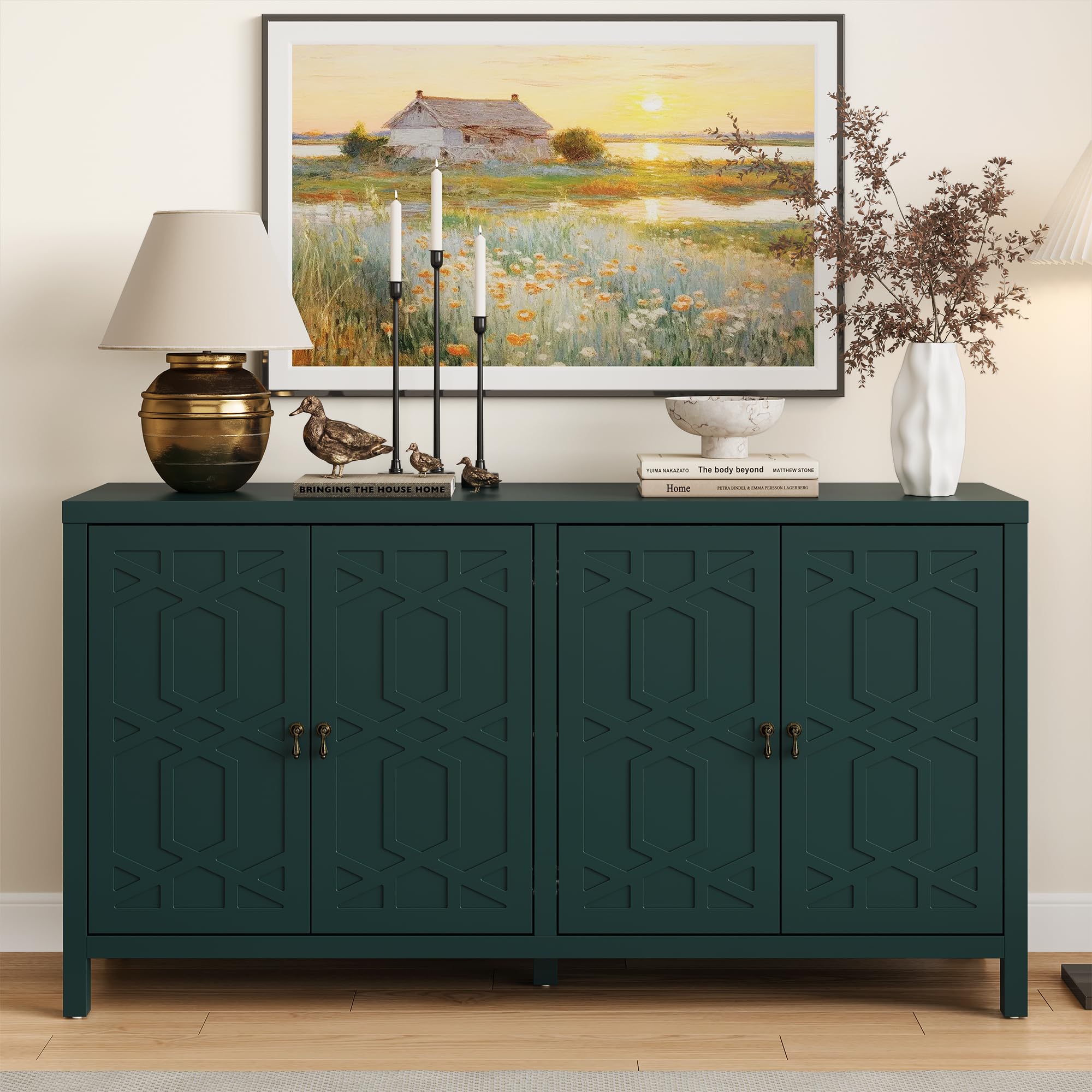 Modern Sideboard Buffet Cabinet 60" Forest Green