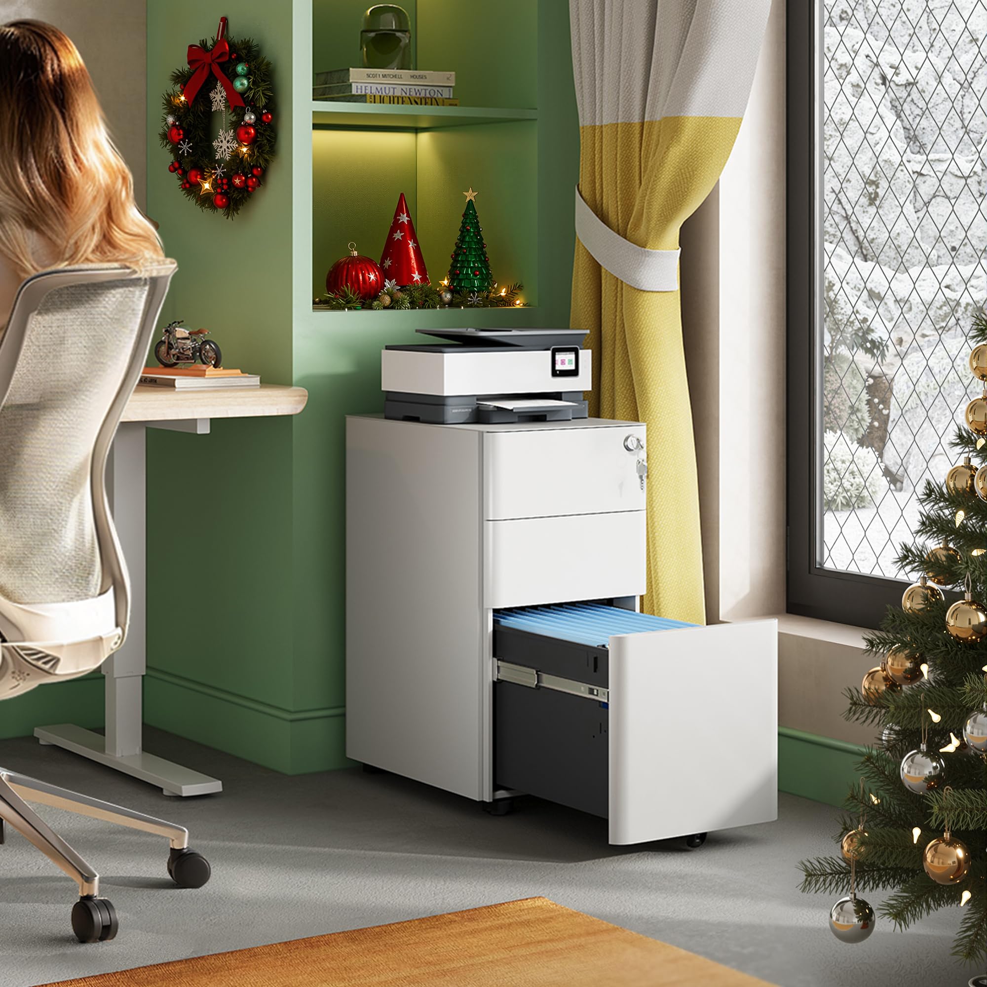 3 Drawer Mobile File Cabinet with Lock