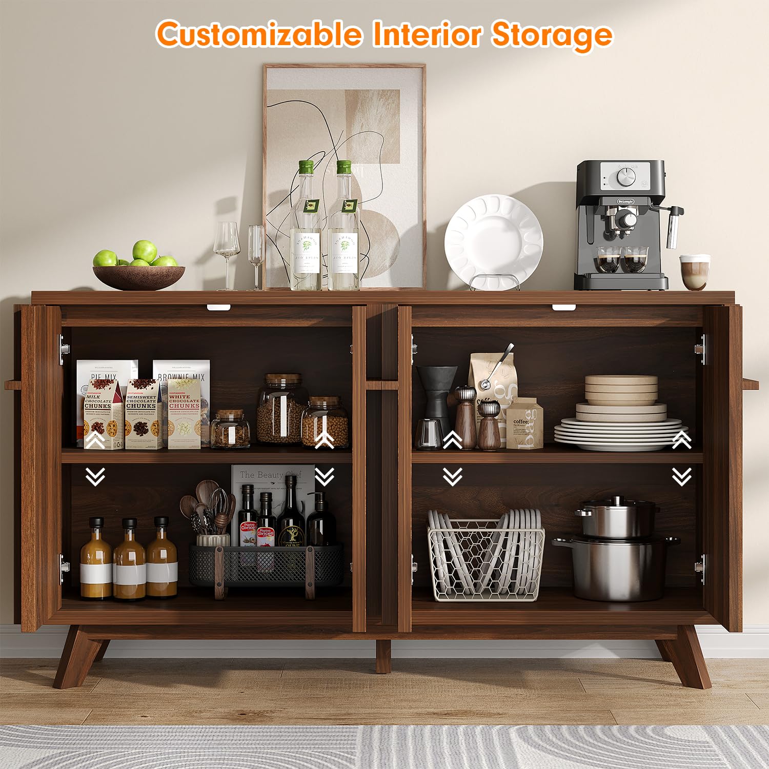 59" Modern Buffet Cabinet with Storage