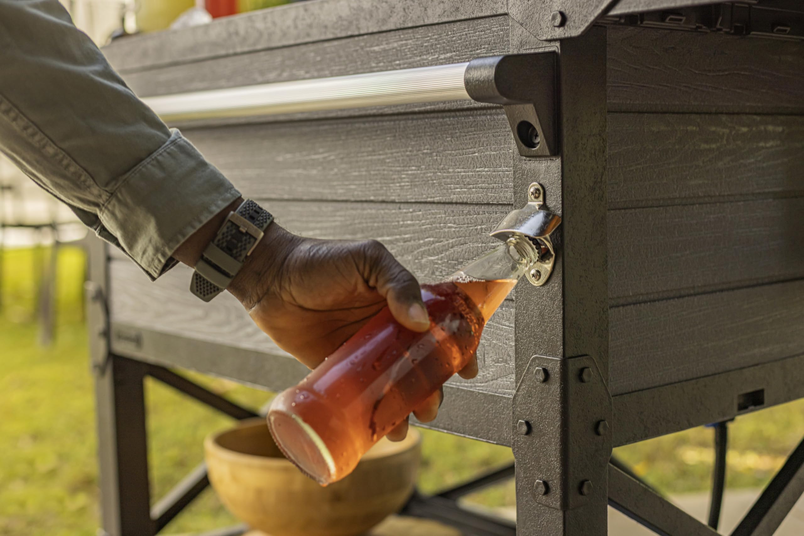 Outdoor Rolling Patio Cooler Cart with Bottle Opener