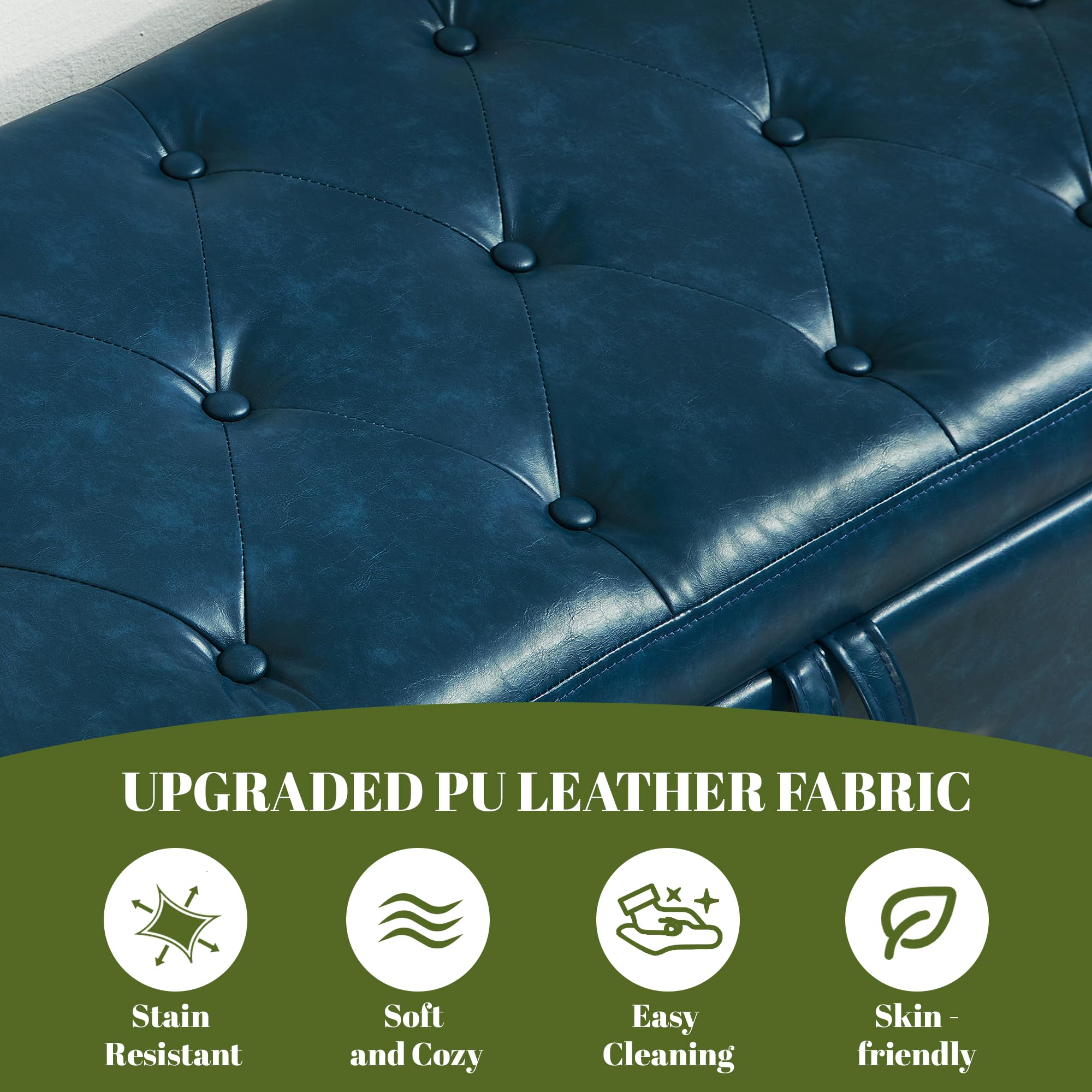 48" PU Leather Storage Ottoman Bench