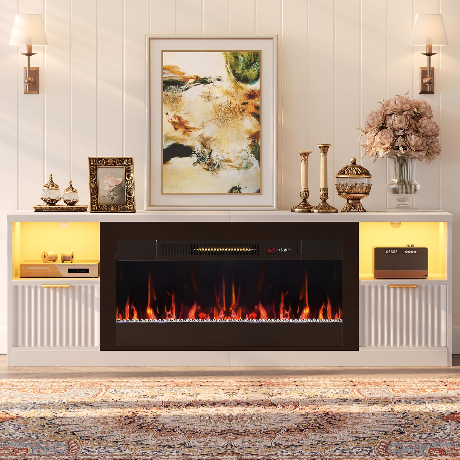 70" LED Fireplace TV Stand with Electric Fireplace