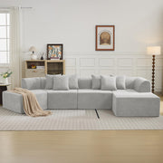 Cloud Velvet Curved Sectional Sofa with L-Shape Chaise